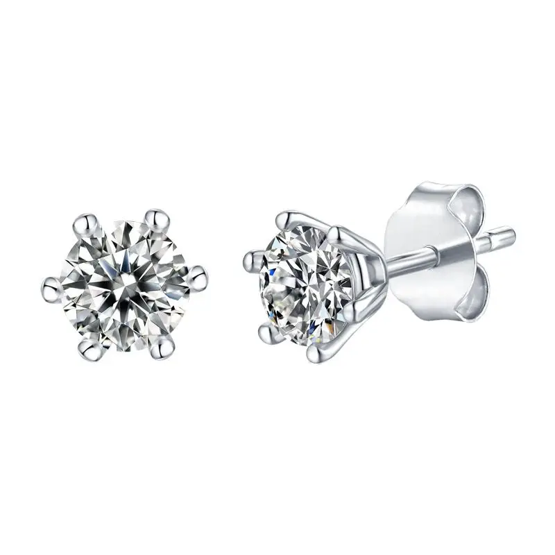 Classic Six Claw 1ct D Color Moissanite Earrings For Women Piercing S925 Sterling Silver Engagement Wedding Jewelry Accessories