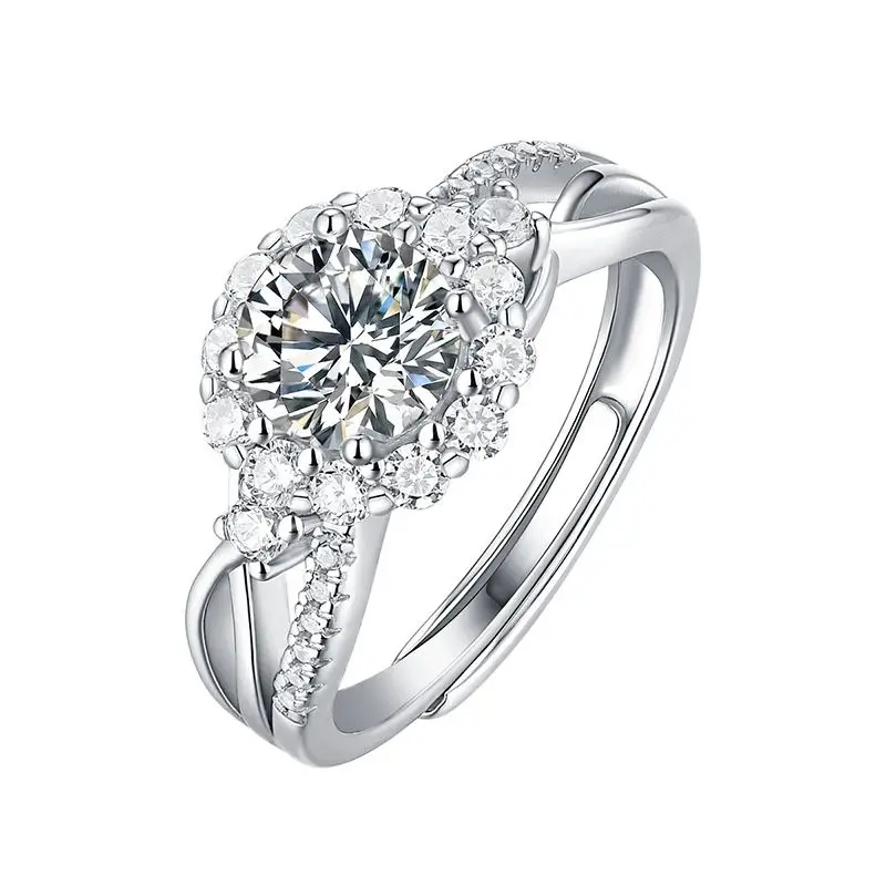 Dainty Twist Arm 1ct D Color Flower Moissanite Ring For Women 925 Sterling Silver Jewelry Real Certified Valentine's Day Gift