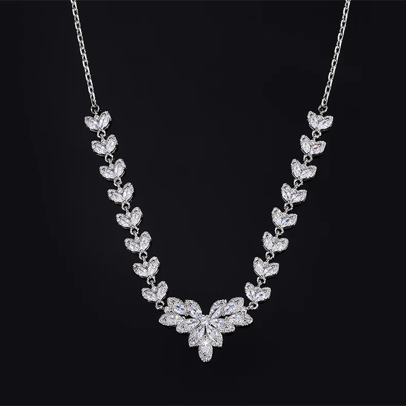 Luxury Zircon Jewelry Set Charms Necklace Earrings Pendant Sets Ladies