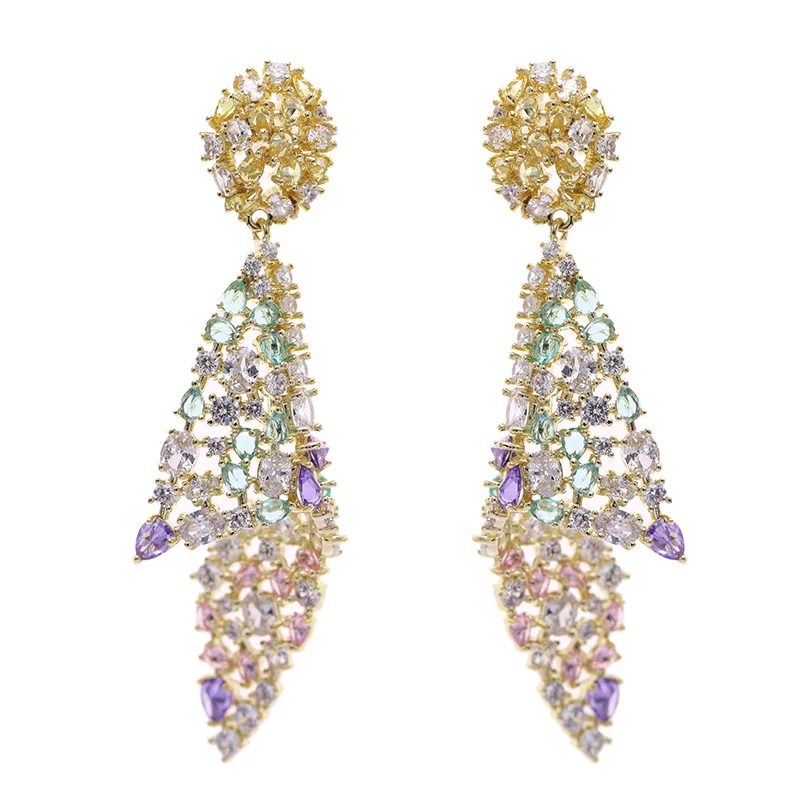 Aesthetic Color Zircon Conch Earrings For Women Girl Ladies Wedding En