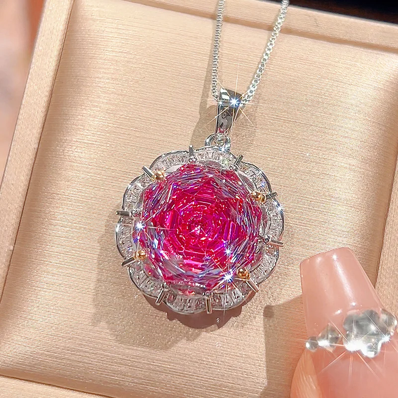 Rose Cut 16-10mm High Quality Zircon Dragon Fruit Color White Gold Pla