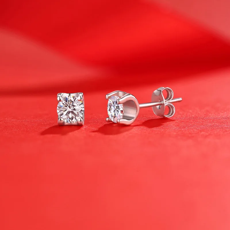 Dainty Ox Head 1ct D Color Moissanite Earrings For Women Piercing 925 Sterling Silver Original Certified Luxury Designer Jewelry