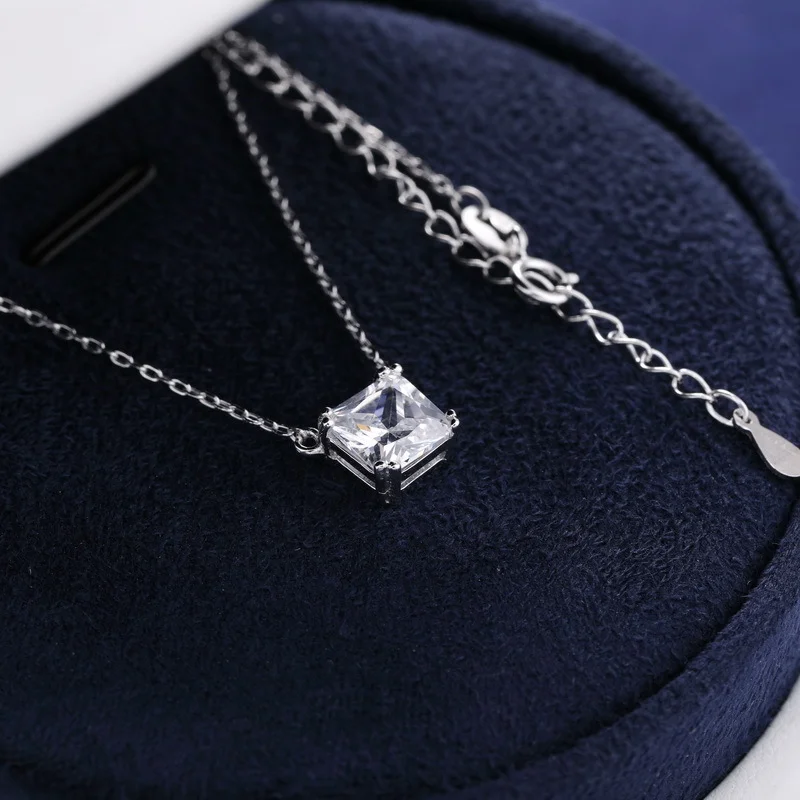 Classic White High Carbon Diamond Necklace Jewelry Set Silver 925 Stud Earrings Ring For Women Luxury Engagement Wedding Girl