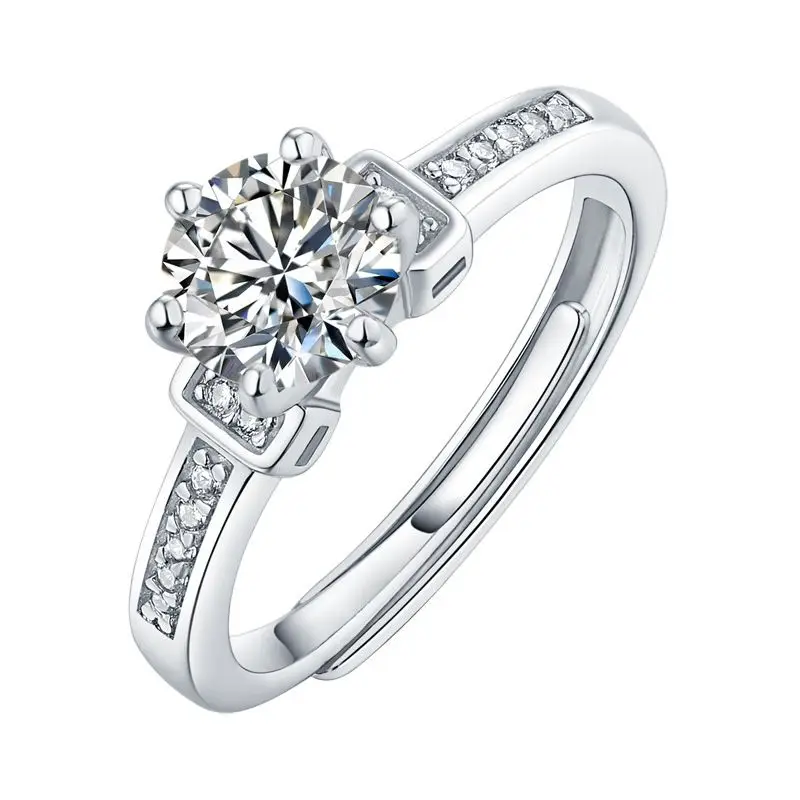 Dainty Six Claw 3ct D Color Moissanite 925 Silver Rings Original Certi