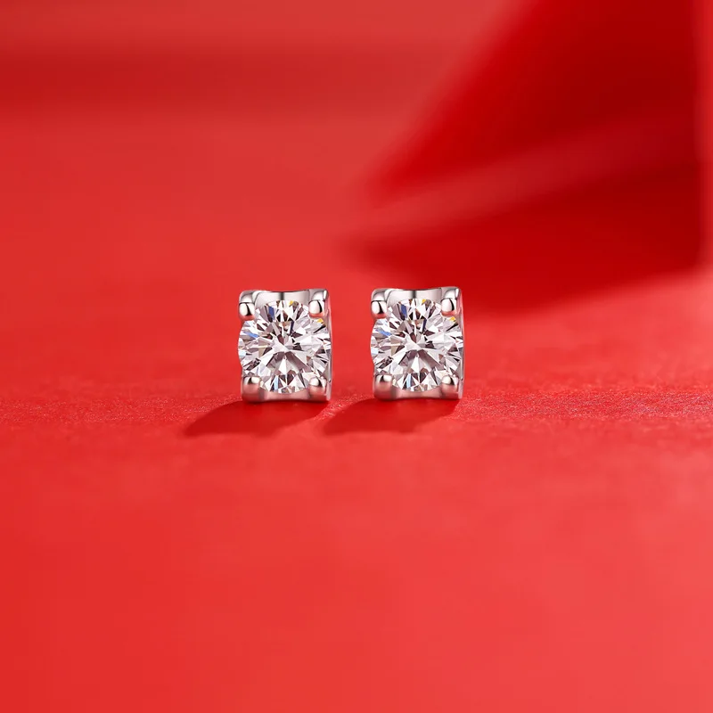 Dainty Ox Head 1ct D Color Moissanite Earrings For Women Piercing 925 Sterling Silver Original Certified Luxury Designer Jewelry