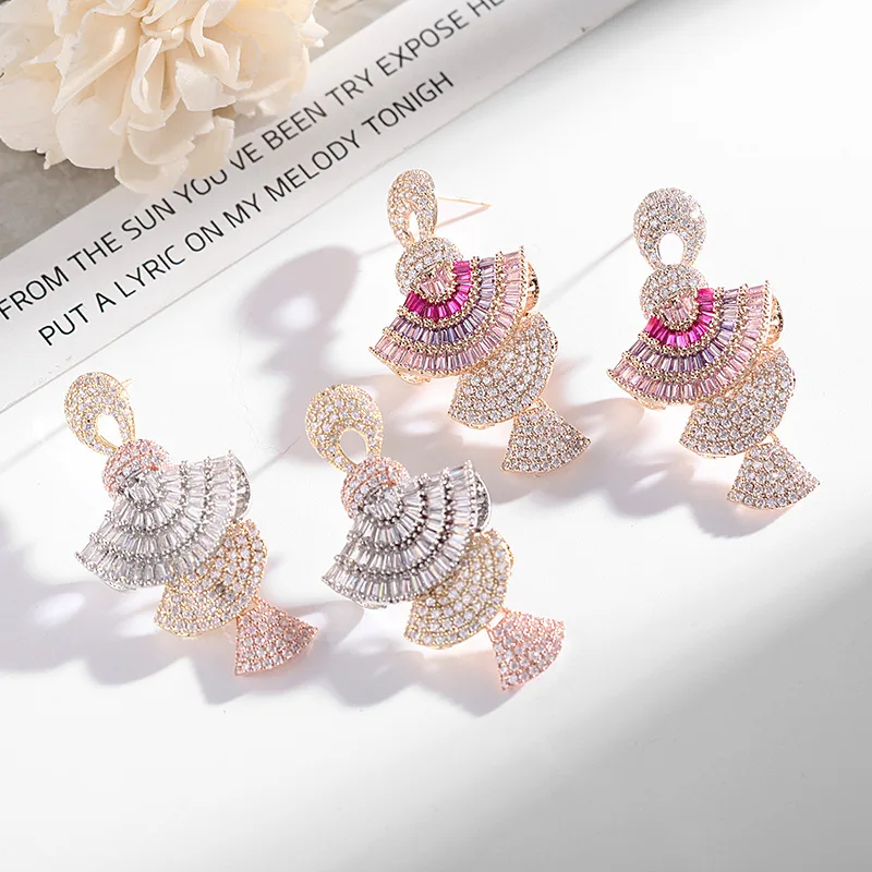 Women's Delicate Colorful Cubic Zirconia Tassel Earrings S925 Sterling Silver Fashionable Piercing Jewelry Gift for Anniversary