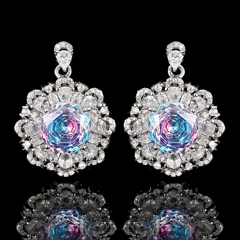 Millennium Cut 12-10mm High Quality Zircon Gradient White Gold Plated