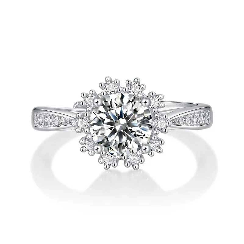 Elegant Four Claw 1ct D Color Snowflake Moissanite Ring For Women 925 Silver Jewelry Certified Christmas Gift Wife Girlfriend