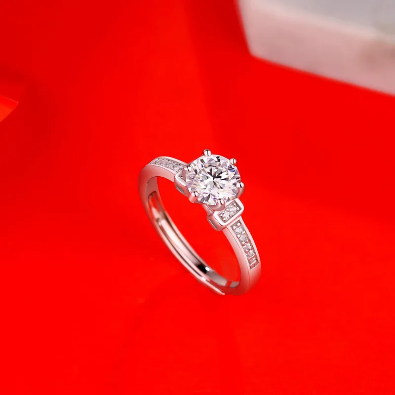 Dainty Six Claw 3ct D Color Moissanite 925 Silver Rings Original Certified Adjustable For Women Men Luxury Jewelry Accessories