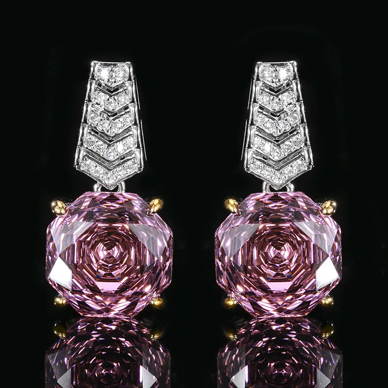Rose Cut 14-12mm High Quality Zircon Dried Rose White Gold Plated Copper Alloy Jewelry Set Casual Gift Fashion Trendy
