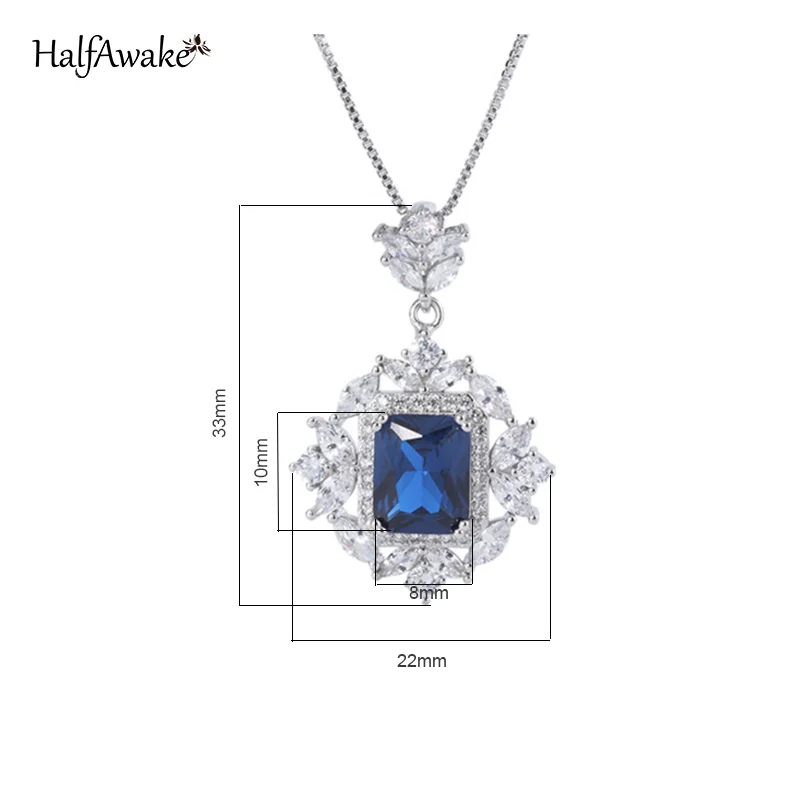 Dainty Sapphire Paraiba Emerald Necklace For Women Girl Wedding Fly Bee Flower Choker 925 Silver Chain With Pendant New Trend