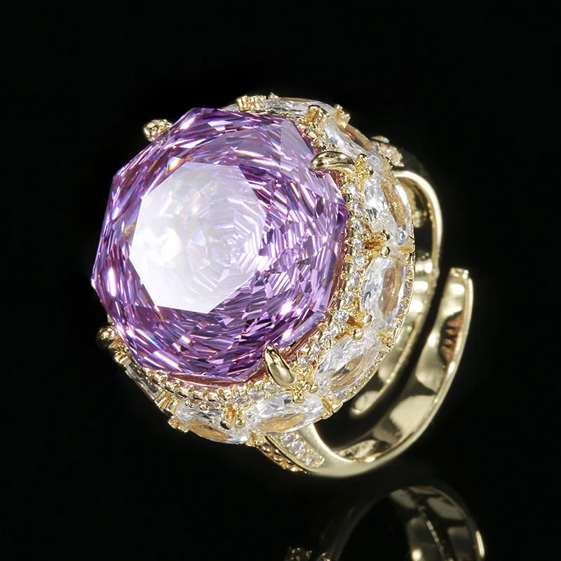 Rose Cut 18-16mm High Quality Zircon Gold Tone White Gold Plated Luxury Jewelry Set Daily Gift Trendy Elegant