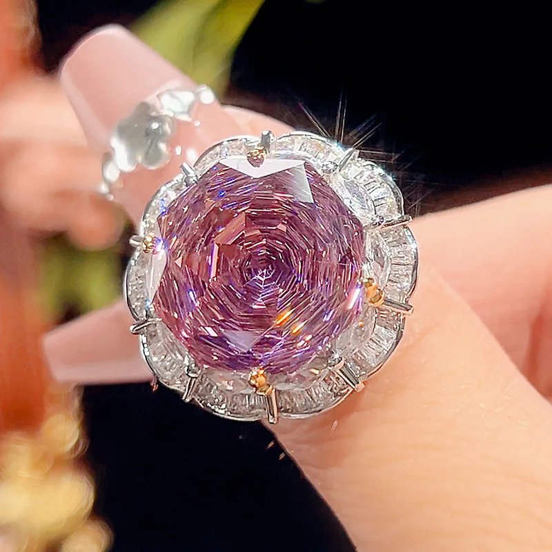 Rose Cut 16-10mm High Quality Zircon Dried Rose White Gold Plated Luxury Jewelry Set Party Gift Fashion Trendy