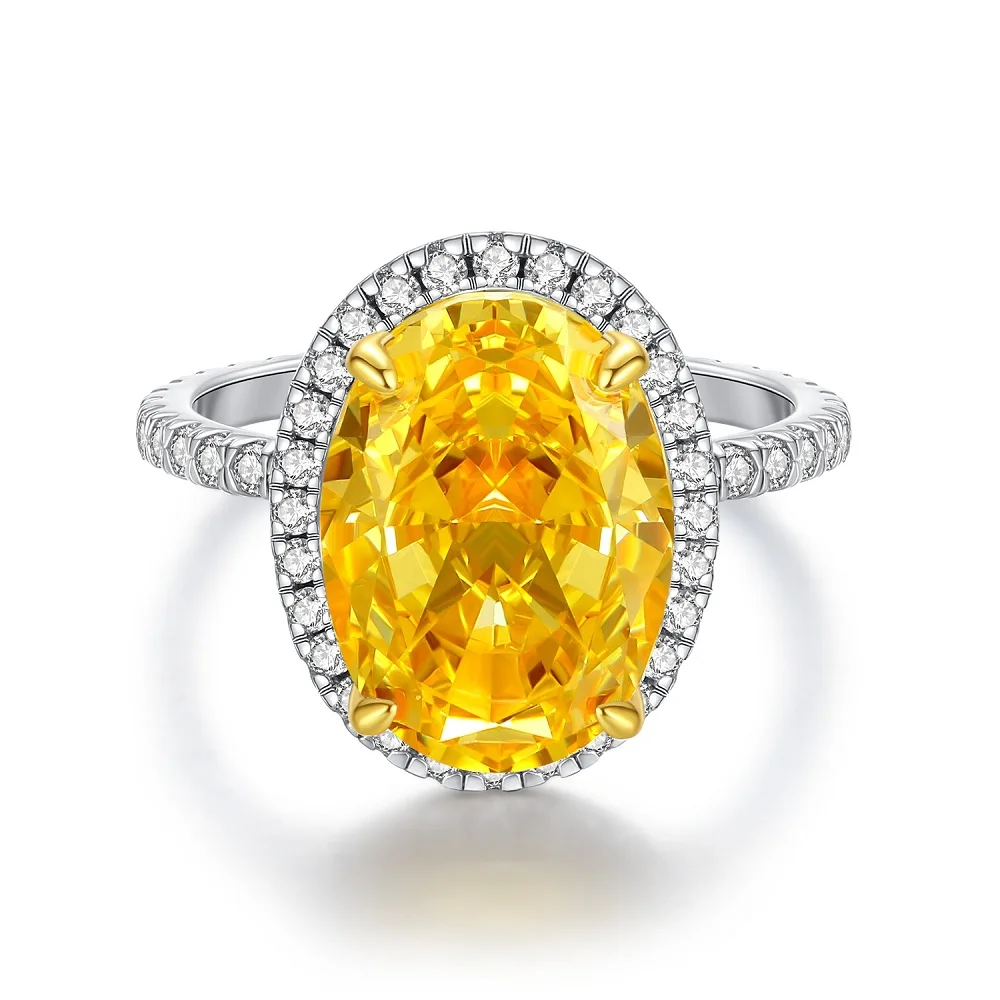 Yellow 5A Zircon S925 Sterling Silver Square Radiant Cut Ring For Women Girl Ice Flowers Wedding Ring Luxury Fine Jewelry Gift