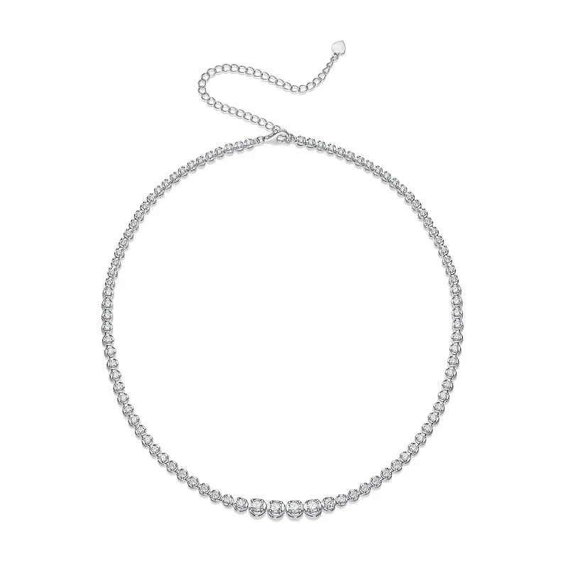 Elegant Full Moissanite Necklace For Women 925 Sterling Silver Tennis