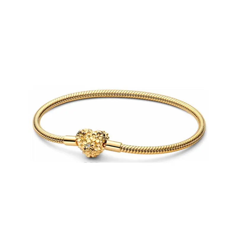 Silver 925 Women Snake Charm Bracelet DIY Man Fit Original Beads Jewelry Making Heart Shaped Daisy Chain Buckle Bone Party
