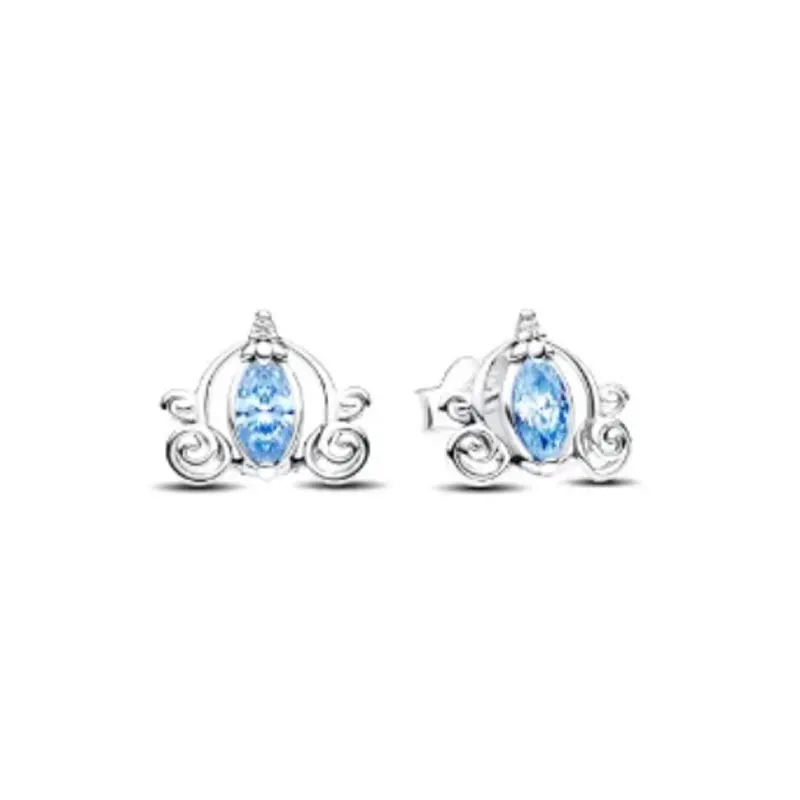 Charm S925 Silver Pear Stud Earrings Circular Zircon Love Pumpkin Car Five pointed Star Women Triple Stone Heart Jewelry Gift