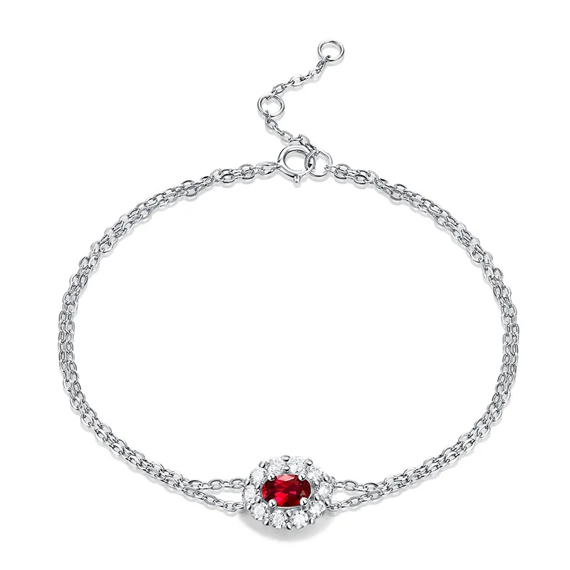 Oval 0.5ct Ruby Red Stone S925 Sterling Silver Tennis Bracelet For Women Girl Zircon Around Valentine's Day Fine Jewelry Gift