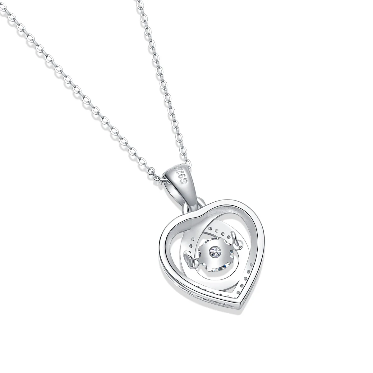 Brilliant Dancing Heart Moissanite Pendant Floating Diamond Necklace For Women S925 Sterling Silver Chain Valentine's Day Gift