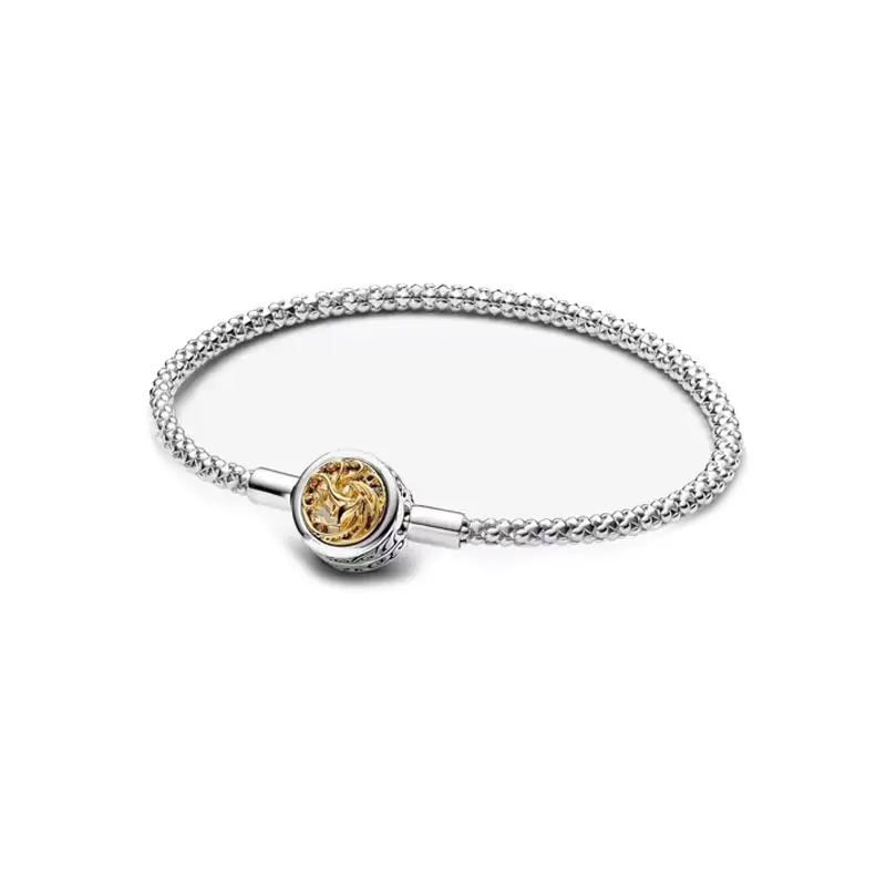 Silver 925 Women Snake Charm Bracelet DIY Man Fit Original Beads Jewelry Making Heart Shaped Daisy Chain Buckle Bone Party
