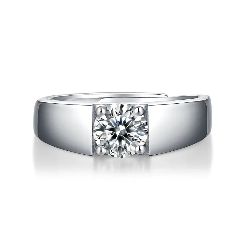 1ct Moissanite 925 Silver Original Certified Jewelry Resizable Dating Men's Finger-ring Free Shipping Hip Pop Luxury Accessories