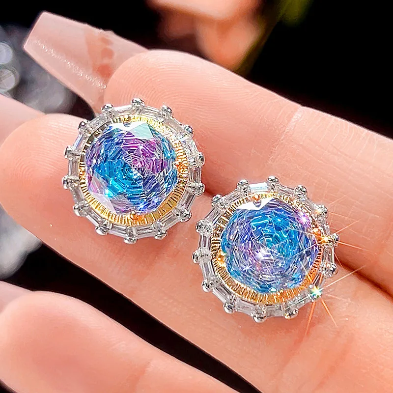 Millennium Cut 14-10mm High Quality Zircon Gradient White Gold Plated Round Jewelry Set Best Selling Trendy