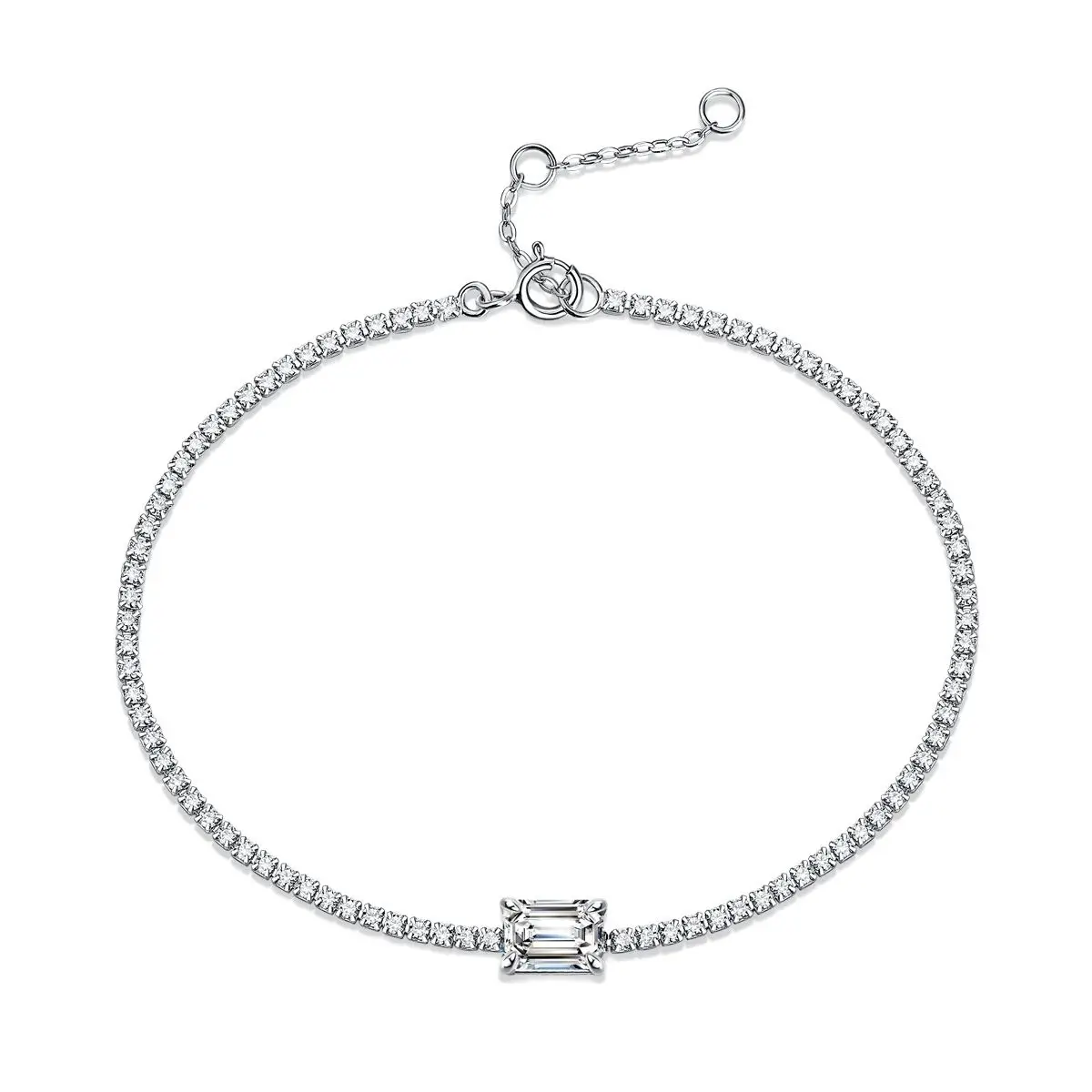 Aurora Square Cut Moissanite 17-20cm Adjustable Row S925 Sterling Silv