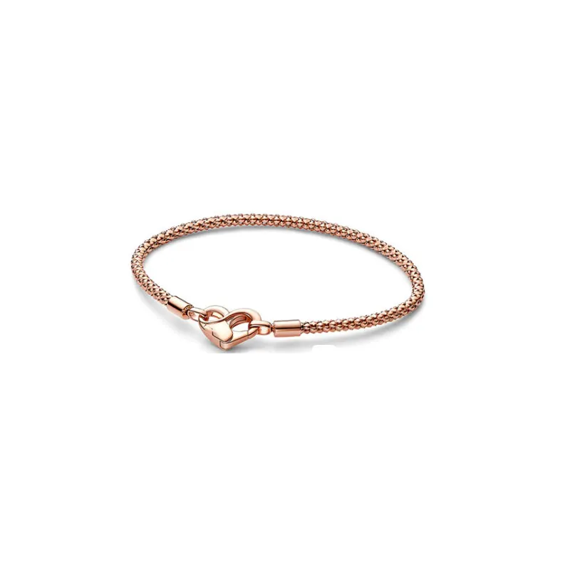 Silver 925 Women Snake Charm Bracelet DIY Man Fit Original Beads Jewelry Making Heart Shaped Daisy Chain Buckle Bone Party