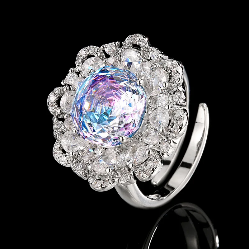 Millennium Cut 12-10mm High Quality Zircon Gradient White Gold Plated Flower Jewelry Set Bridal Wedding Trendy