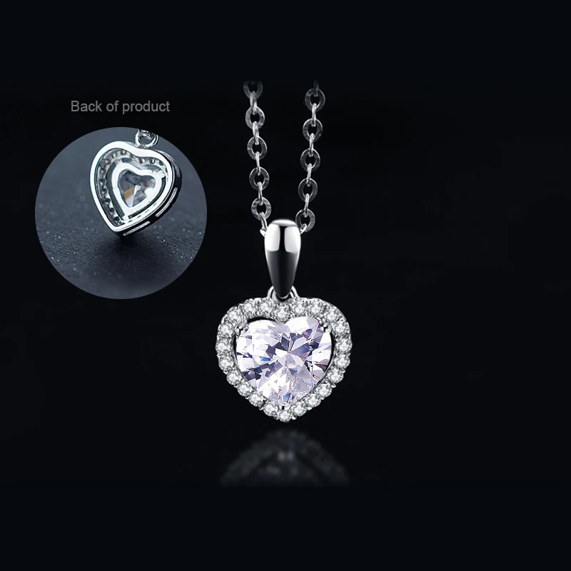 Delicate Halo Square Heart Cubic Zirconia Pendant Necklace For Women Popular Adjustable Chain Anniversary Gift Girlfriend