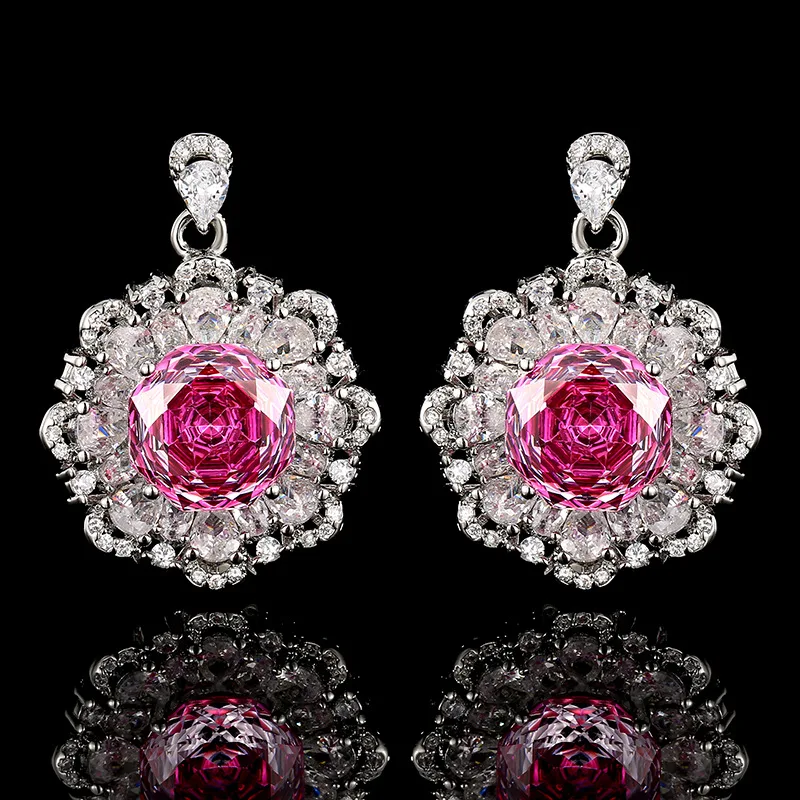 Millennium Cut 12-10mm High Quality Zircon Dragon Fruit White Gold Plated Flower Jewelry Set Bridal Wedding Gift Elegant
