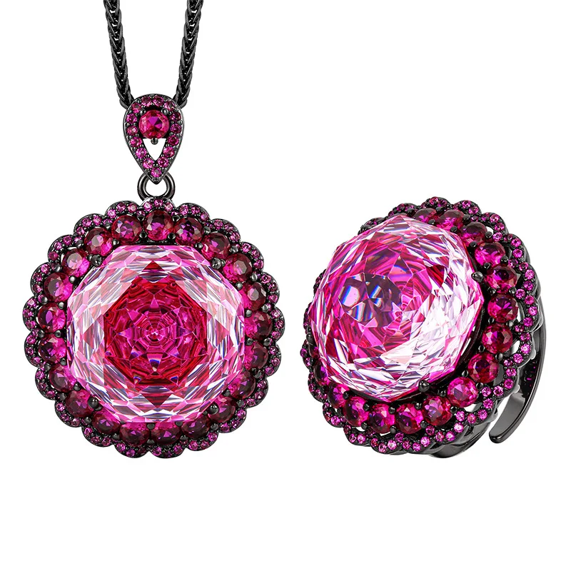 Rose Cut 18mm High Quality Zircon White Gold Plated Elegant Luxury Jewelry Set Best Seller Wedding