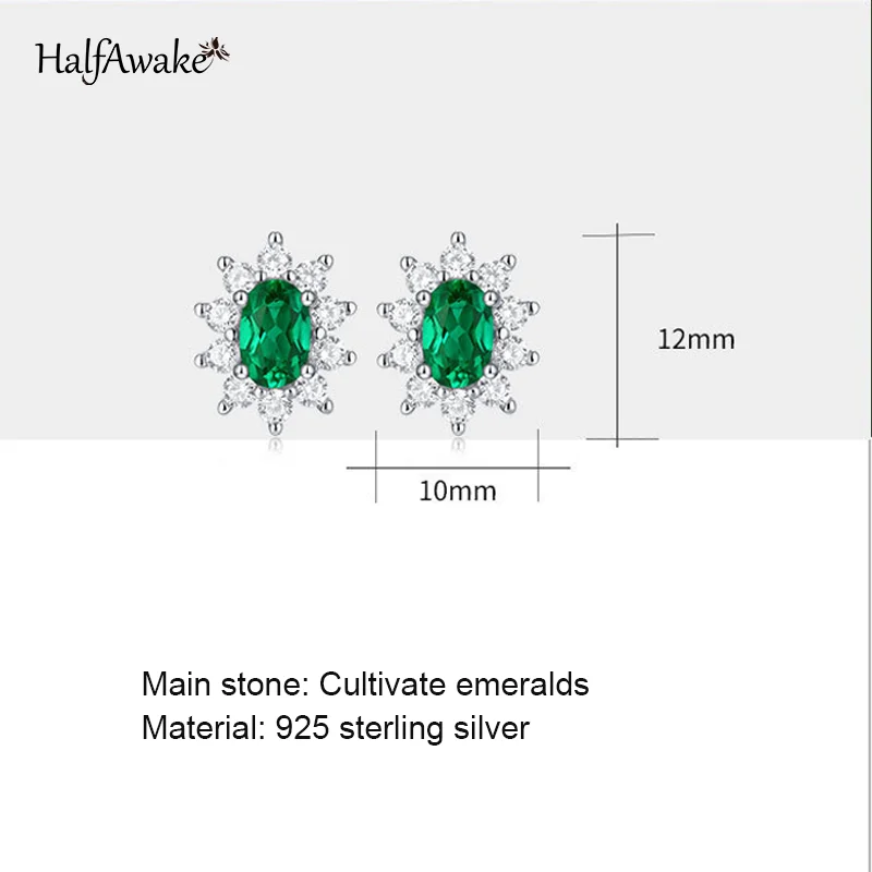 Delicate Lab Created Emerald S925 Sterling Silver Flower Stud Earrings For Women Popular Vintage Jewelry Anniversary Gift