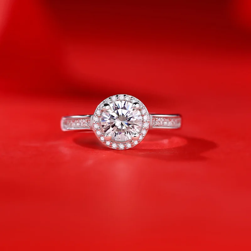Sparkling 3ct D Color Halo Round Cut Moissanite Ring For Women S925 Sterling Silver Jewelry Real Certified Anniversary Gift Girl
