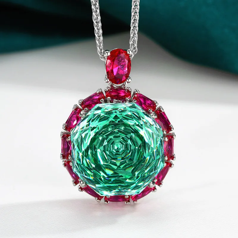 Rose Cut 18-16mm High Quality Zircon Para Green White Gold Plated Luxu