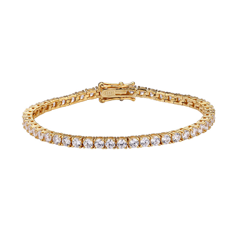 S925 Silver 3mm Tennis Bracelet Full Diamond Zircon Women's High Carbon Diamond Supports Customized Size Zircon Color