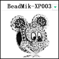 DS 001-050 Mik Min Mouse Real 925 Silver Beads For Jewelry Making Pendant Charm For Women Girl Christmas Valentine's Day Gift