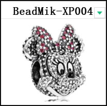 DS 001-050 Mik Min Mouse Real 925 Silver Beads For Jewelry Making Pendant Charm For Women Girl Christmas Valentine's Day Gift