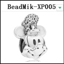 DS 001-050 Mik Min Mouse Real 925 Silver Beads For Jewelry Making Pendant Charm For Women Girl Christmas Valentine's Day Gift