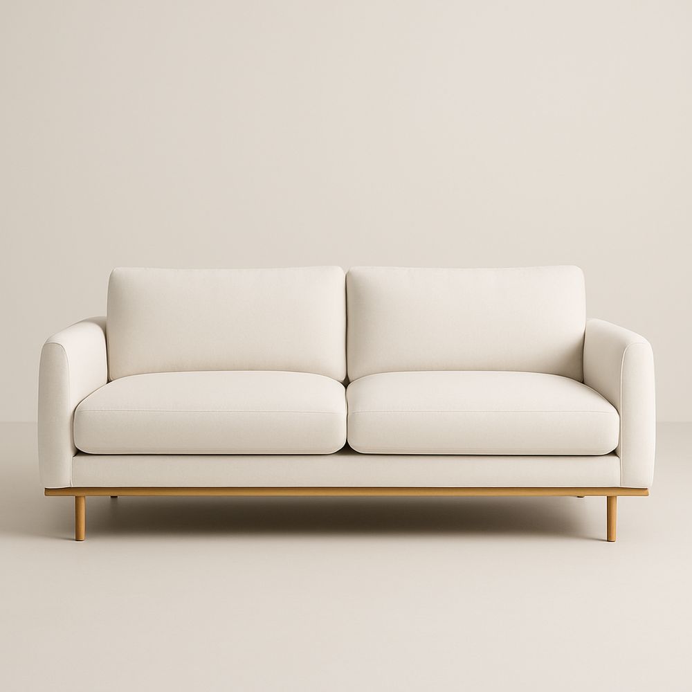 Sofa tapicerowana poliester Kremowy 200x90x85 cm