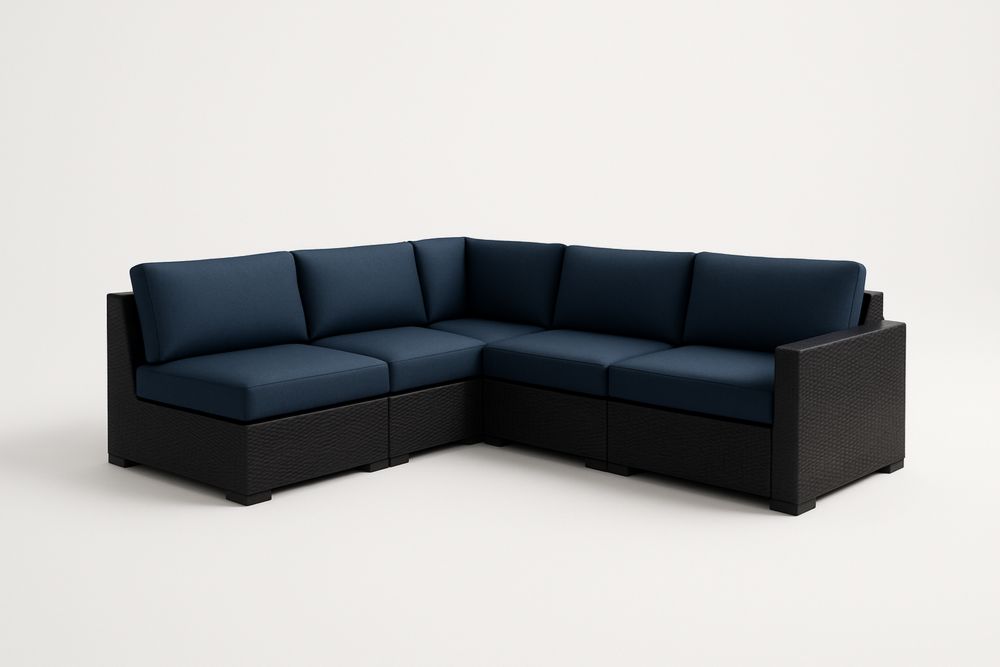 Narożnik ogrodowy z technorattanu granatowy 212 cm