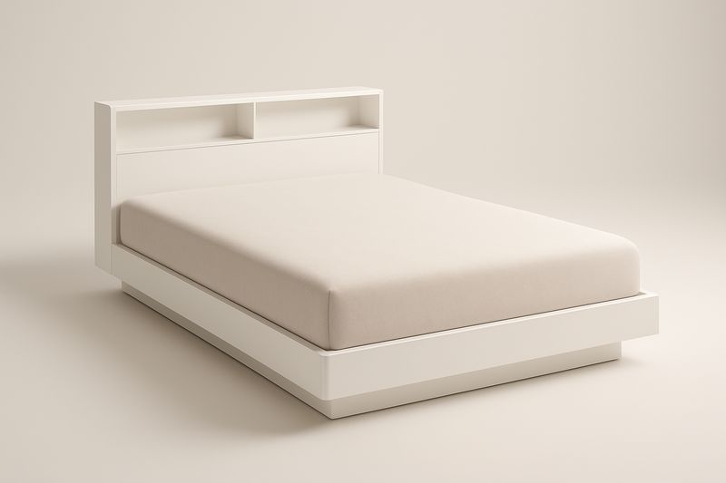 Łóżko podwójne biały MDF 200x160 cm z półką