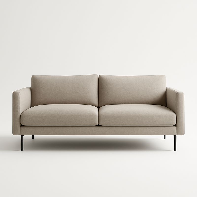 Sofa 2-osobowa prostokątna beżowa 180 cm poliester stal