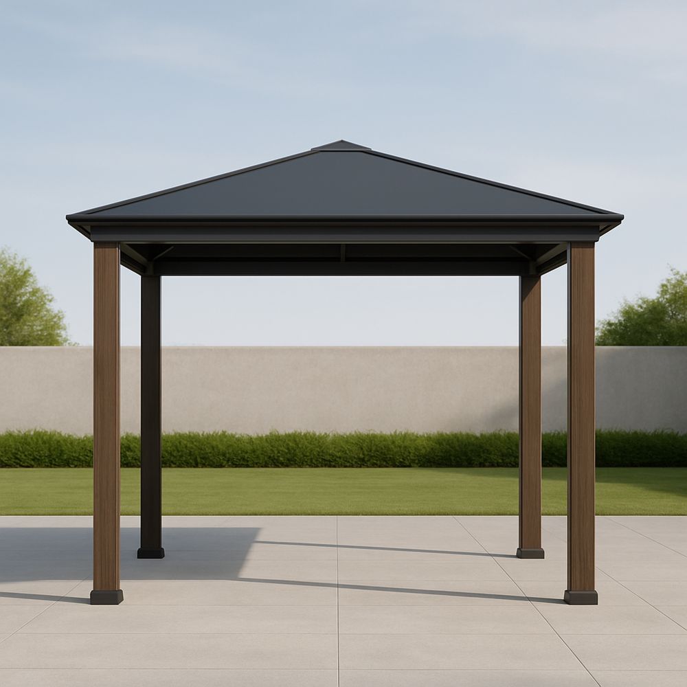 Altana ogrodowa metalowa z dachem z poliwęglanu 3x3m Ciemnobrązowa