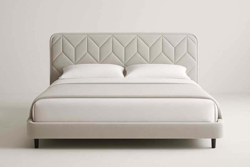 Łóżko tapicerowane beżowe 200x160 cm