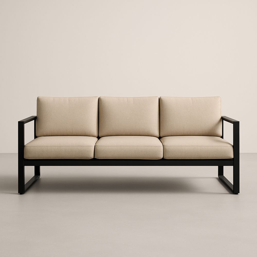 Sofa trzyosobowa metalowy stelaż poliester