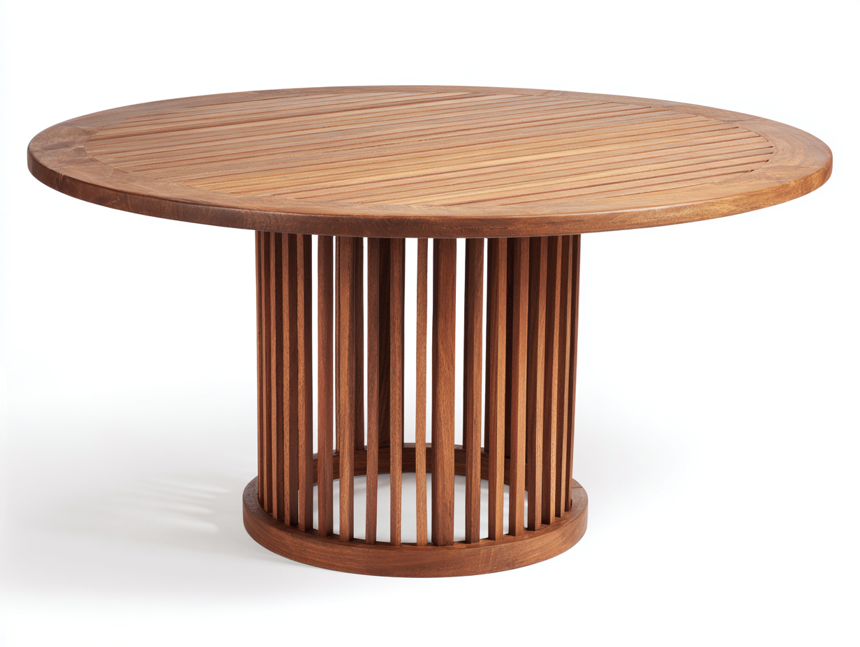 Gartentisch Holz Rund 130x130x75 cm Natur - Modernes Design - Für Garten und Terrasse-Pinegetpad