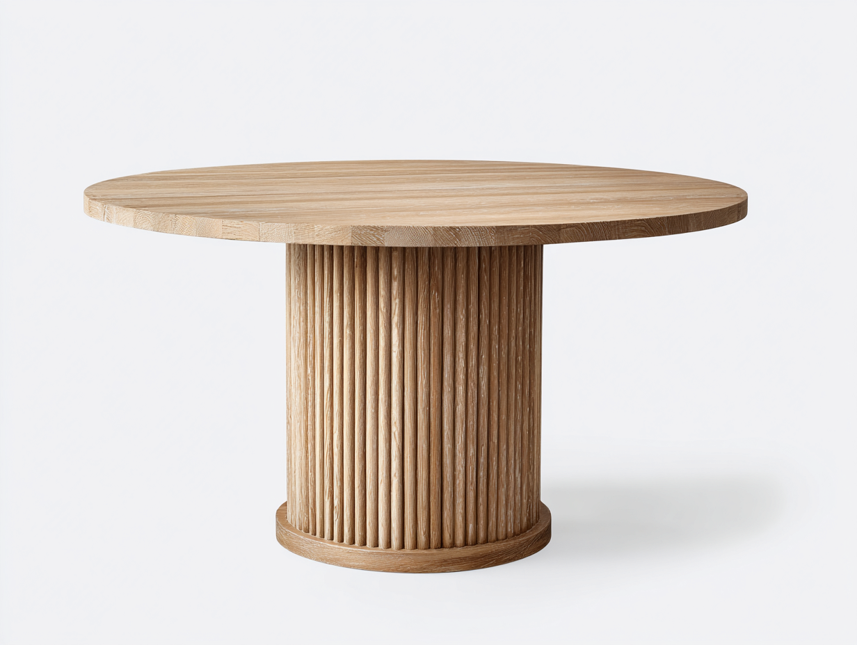 Gartentisch Holz Rund 130x130x75 cm Natur - Modernes Design - Für Garten und Terrasse-Pinegetpad