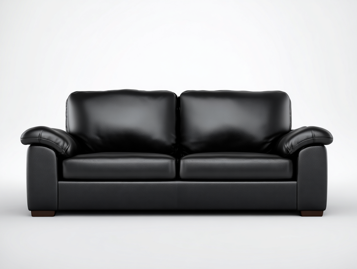 Zweisitzer Sofa Kunstleder 175x90x80 cm - Schwarz - Geeignet für Wohnzimmer - Klassisches Design-Pinegetpad