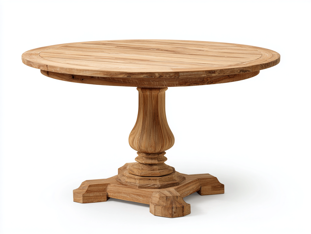 Gartentisch Holz Rund 120x120x75 cm Natur - Klassisches Design - Für Garten und Terrasse-Pinegetpad